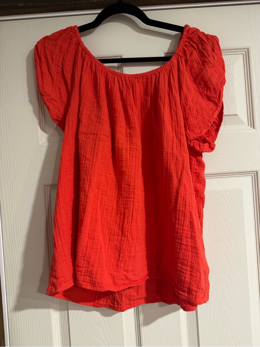 GAP Flutter Sleeve Top Hot Coral